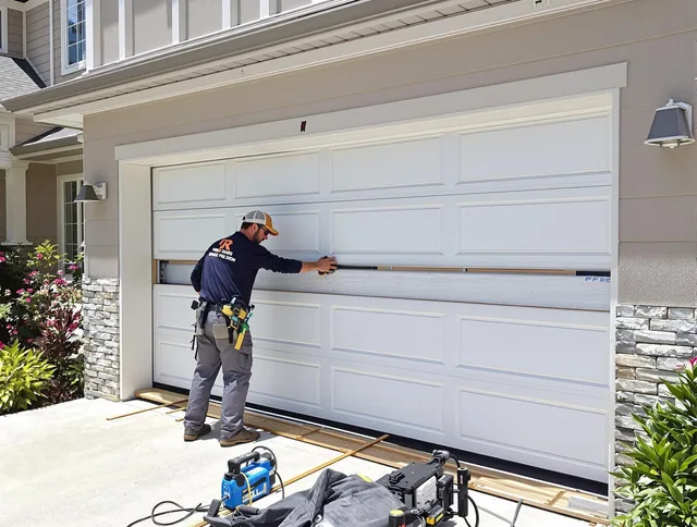Lake Wylie Garage Door Repair team performing complete garage door replacement at Lake Wylie residence