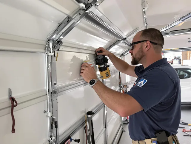 Lake Wylie Garage Door Repair technician quieting a noisy garage door in Lake Wylie