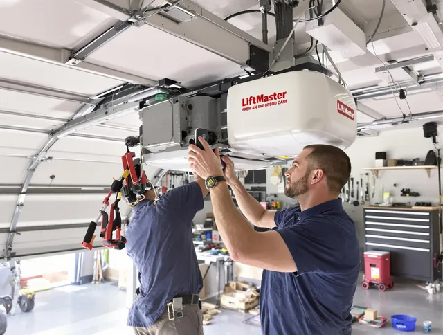 Lake Wylie Garage Door Repair technician performing advanced diagnostics on garage opener in Lake Wylie