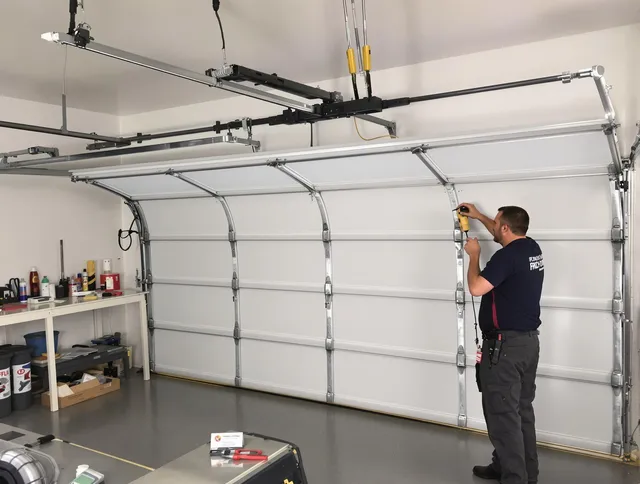 Lake Wylie Garage Door Repair certified technician performing overhead door system repair in Lake Wylie
