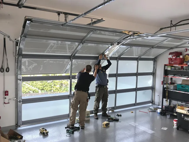 Lake Wylie Garage Door Repair expert performing precise panel replacement on Lake Wylie garage door