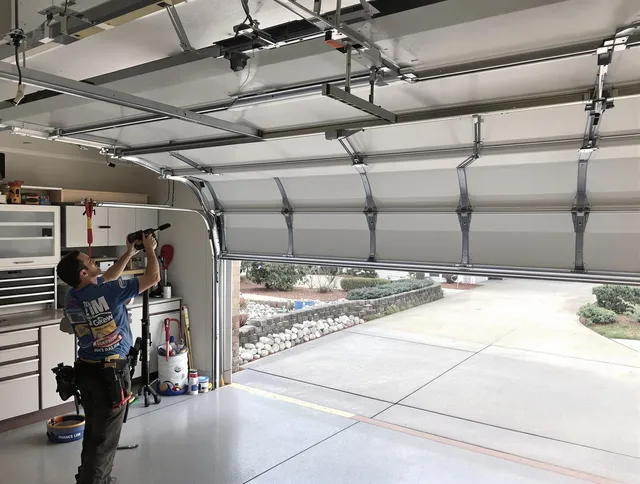Garage door track repair service by Lake Wylie Garage Door Repair in Lake Wylie